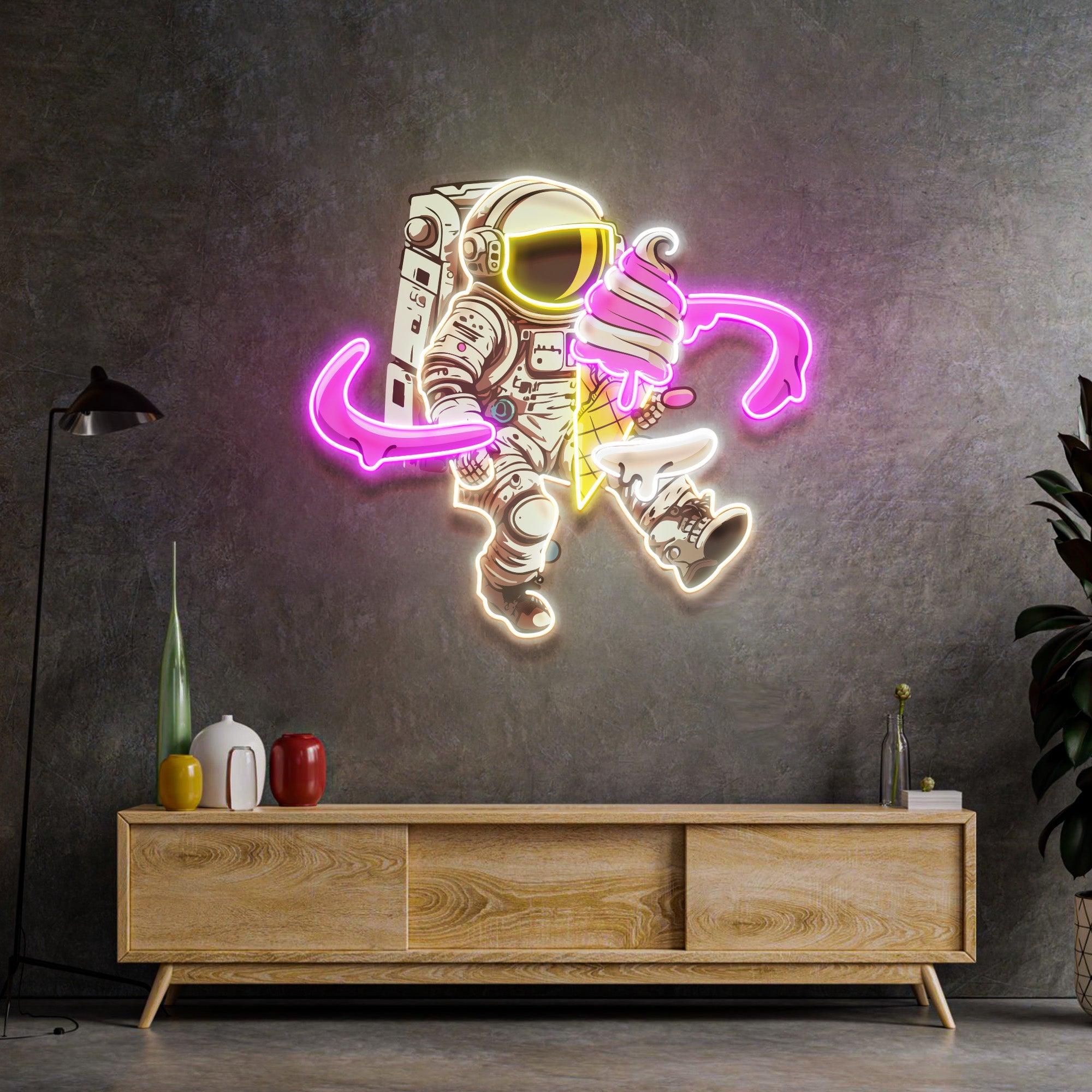 Astronaut Ice Cream Led Neon Acrylic Artwork