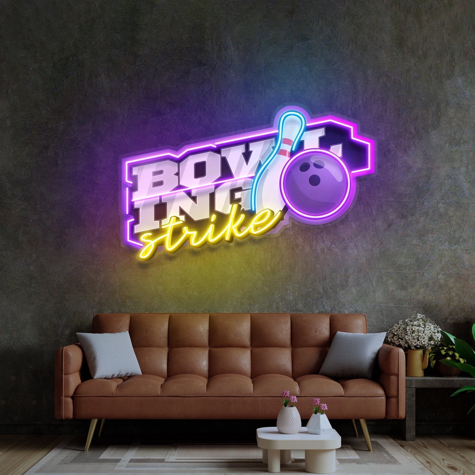 Bowling Strike LED Neon Sign Light Pop Art