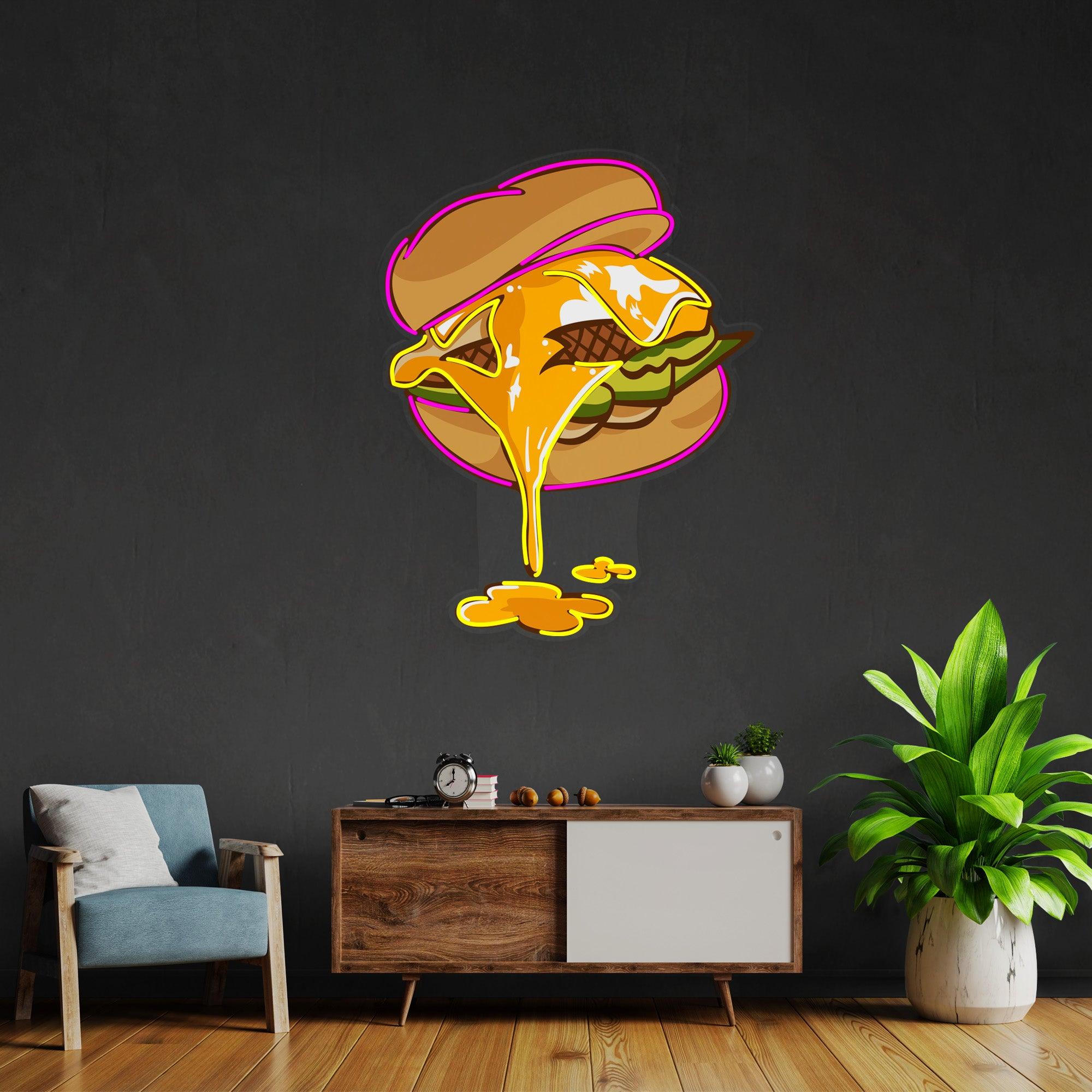 Burger Led Neon Sign - Acrylic Artwork