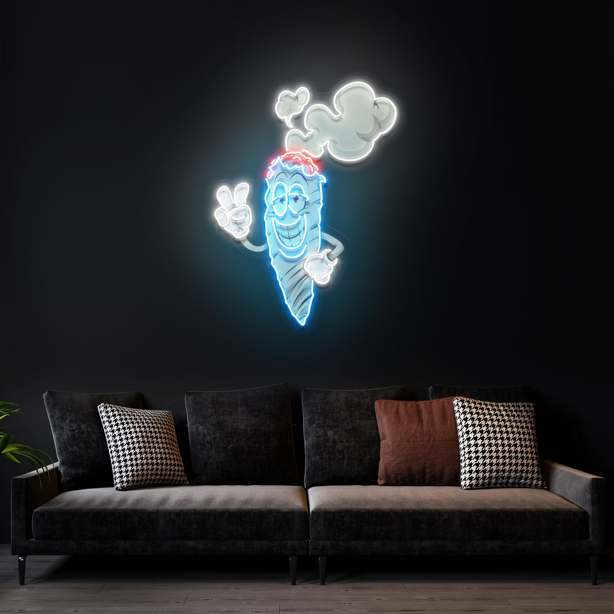 Cartoon Marijuana Joint Artwork Led Neon Sign Light