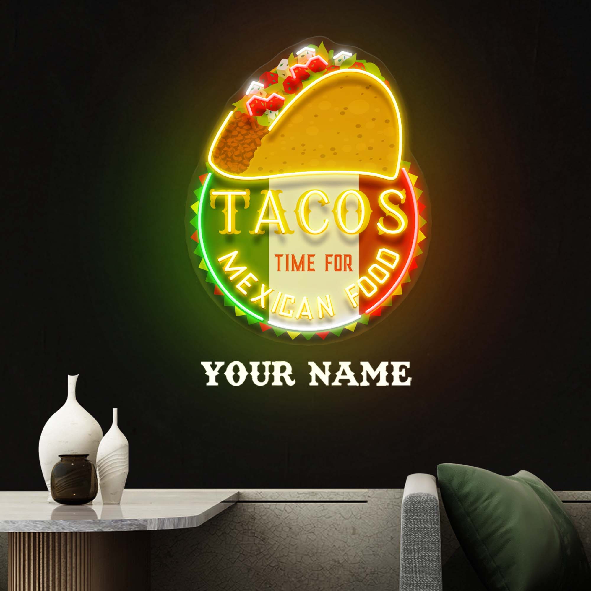 Custom Name Fast Food Of Tacos Mexican Food Led Neon Sign Light