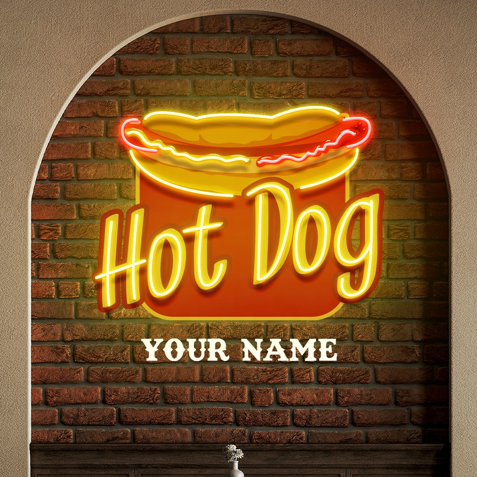 Custom Name Fast Food Restaurant With Hot Dog Led Neon Sign Light