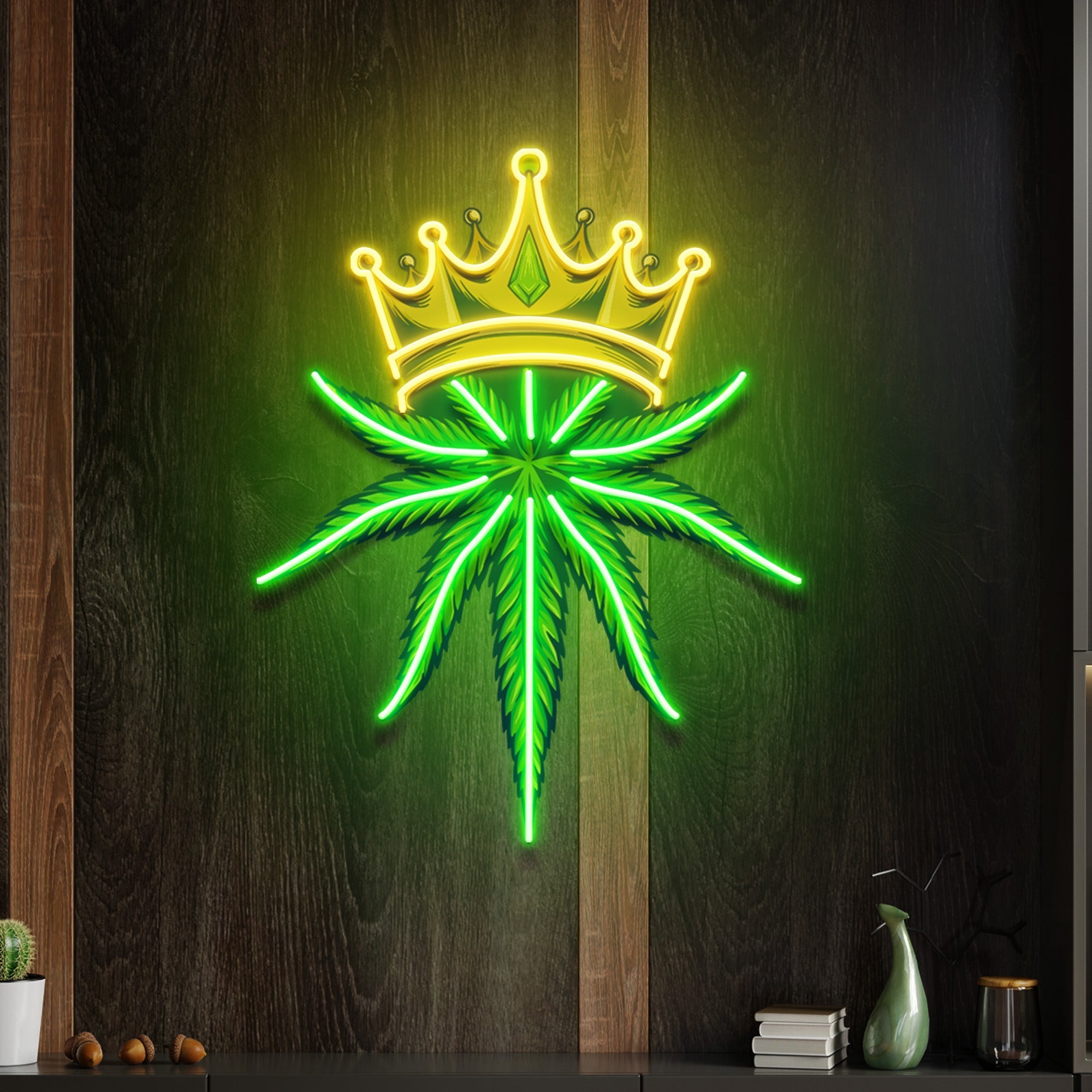 Custom Name King Marijuana Logo Artwork Led Neon Sign Light