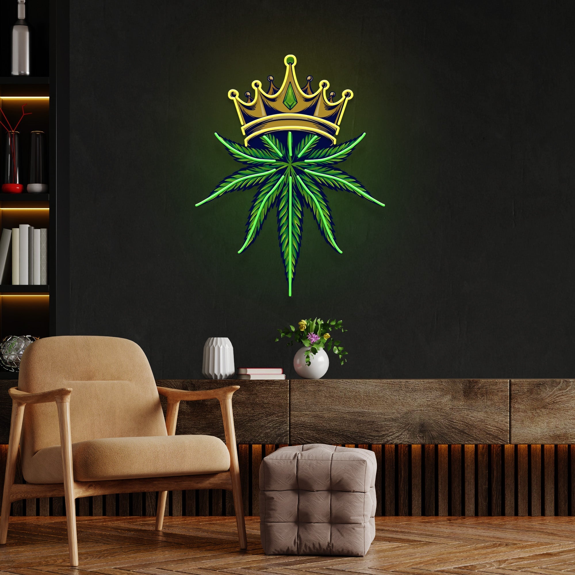 Custom Name King Marijuana Logo Artwork Led Neon Sign Light