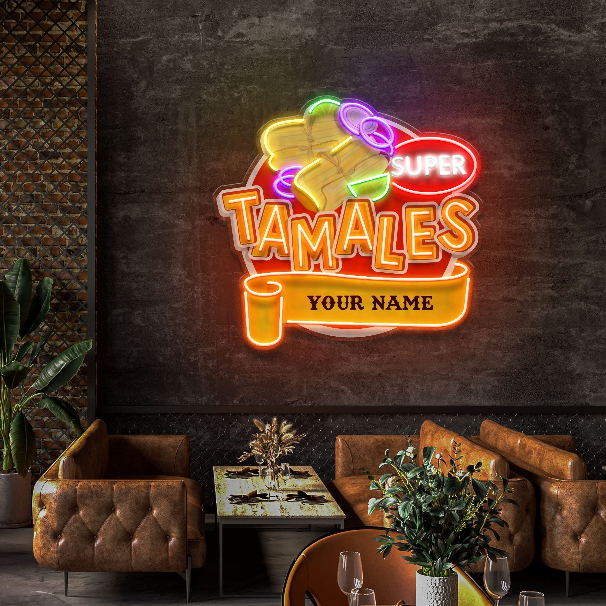 Custom Name Mexican Tamales Food Restaurant Decor Artwork Led Neon Sign Light