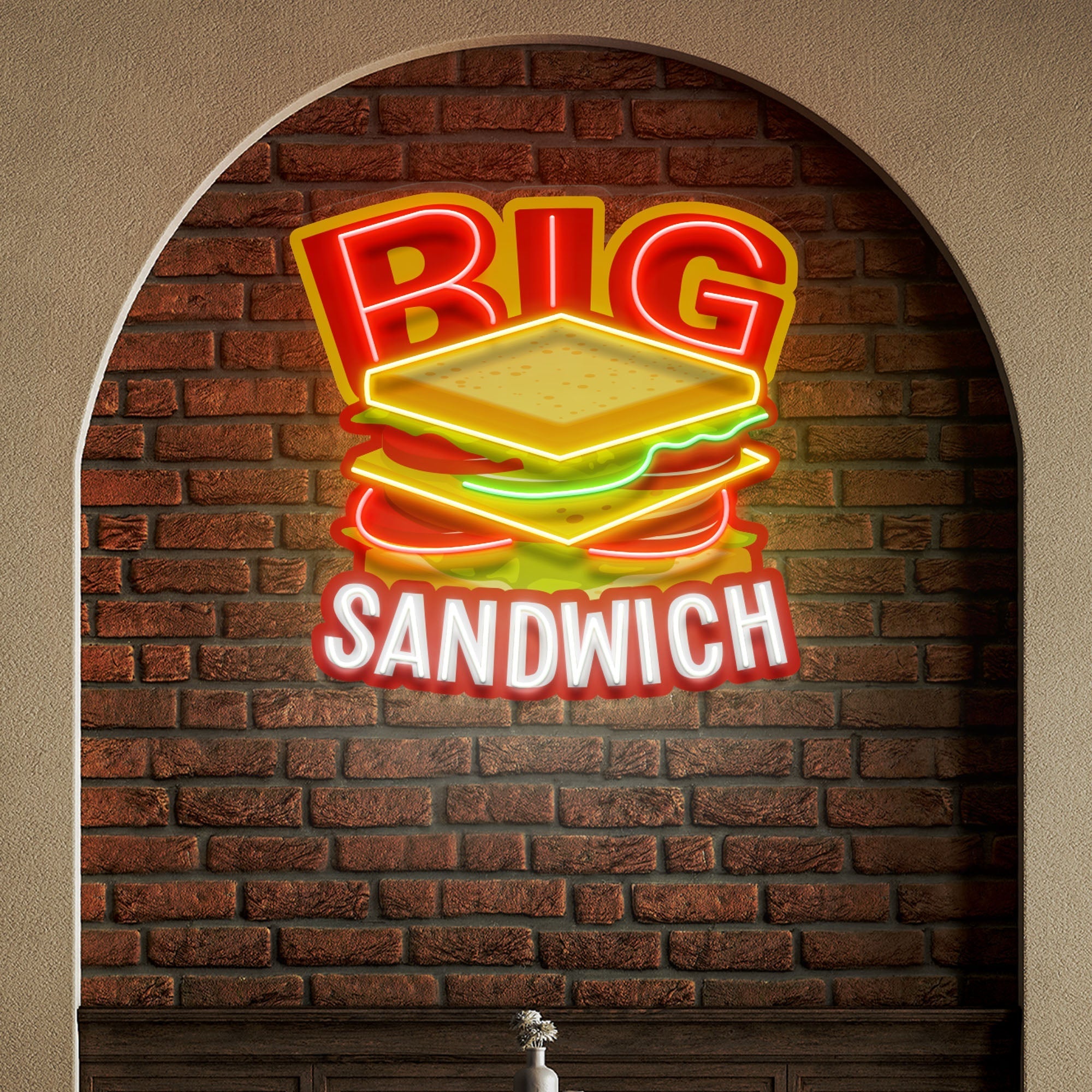 Custom Name Restaurant Fast Sandwich Led Neon Sign Light