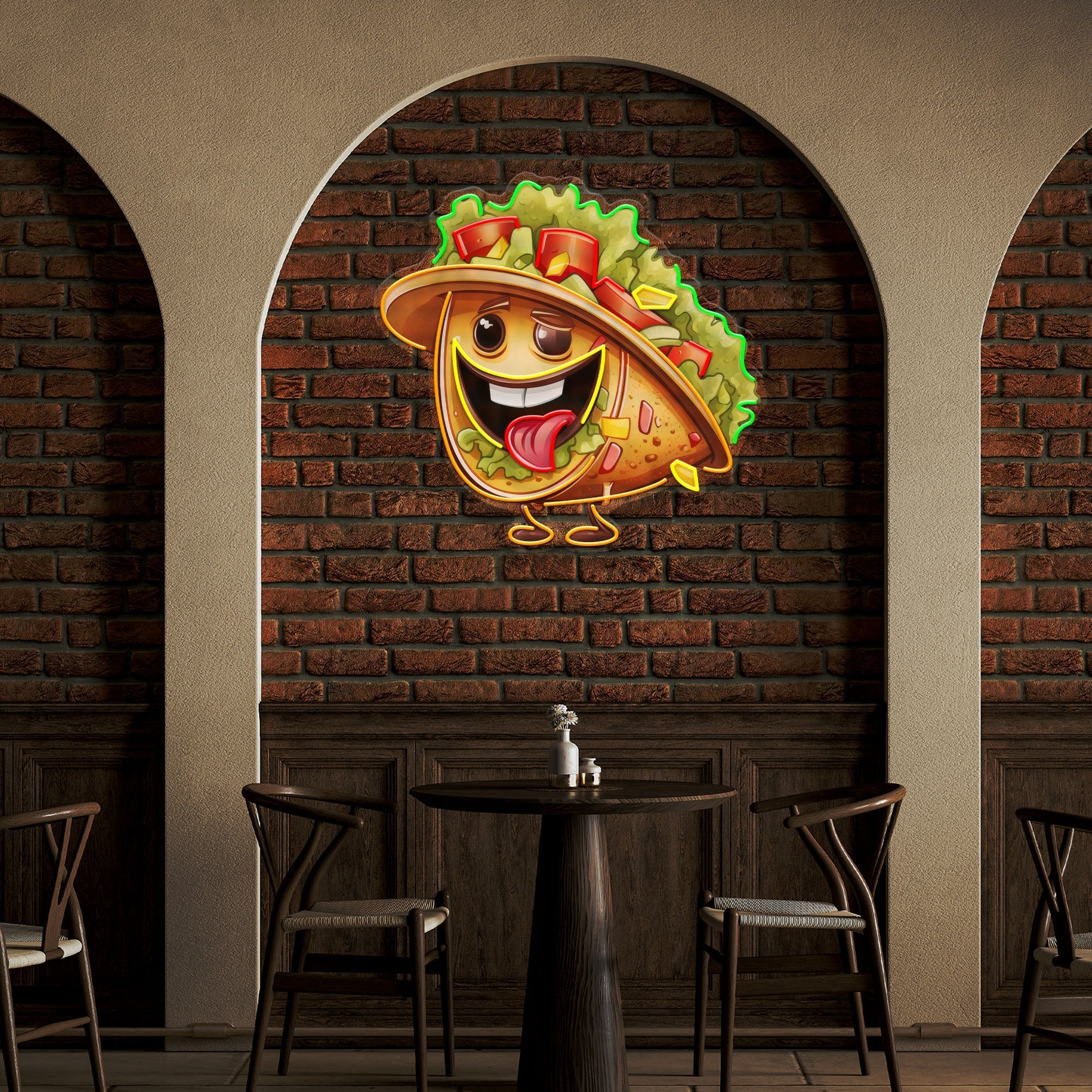 Custom Your Brand Taco With A Big Smile And A Sombrero Artwork Led Neon Sign Light