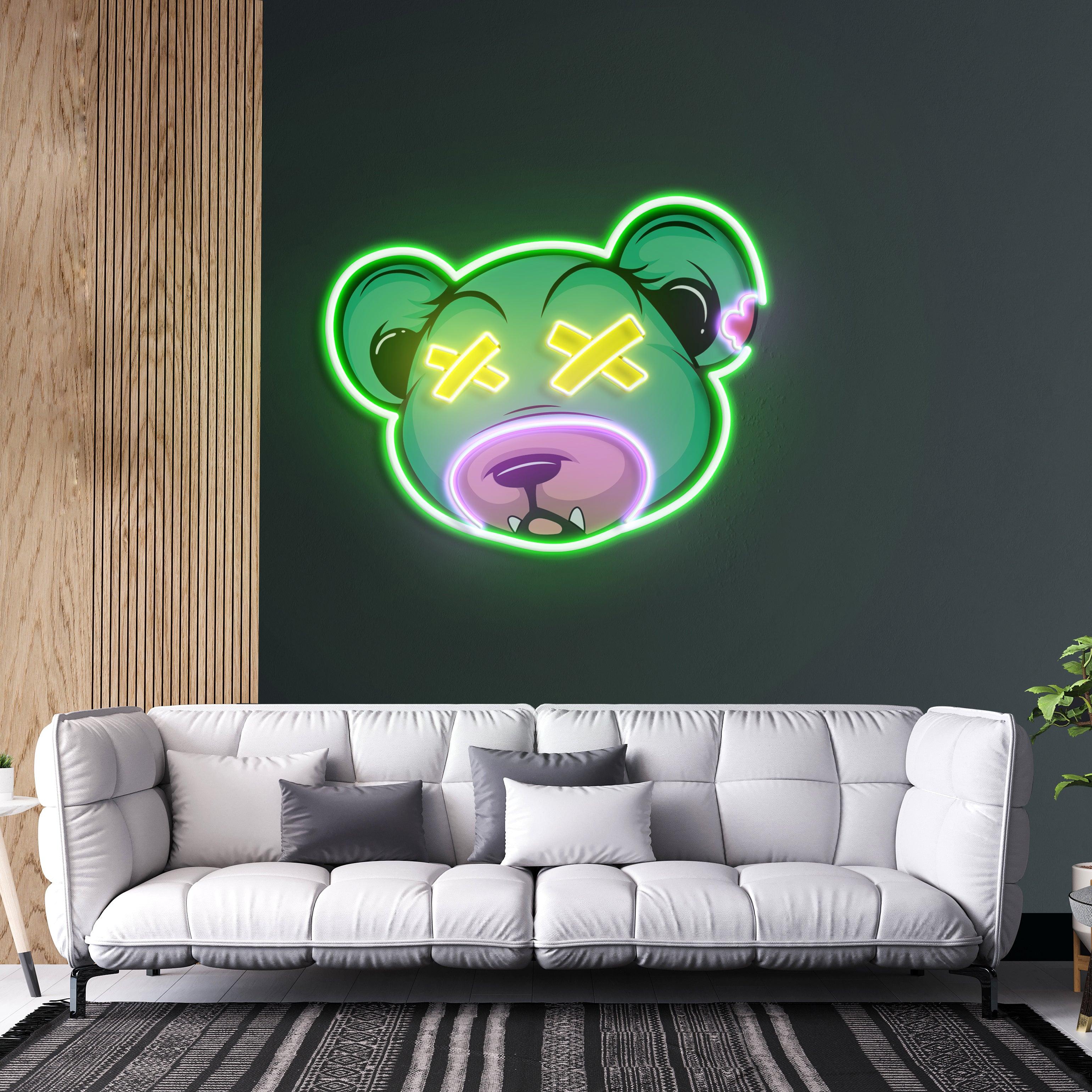 Dead Bear Cartoon Led Neon Acrylic Artwork