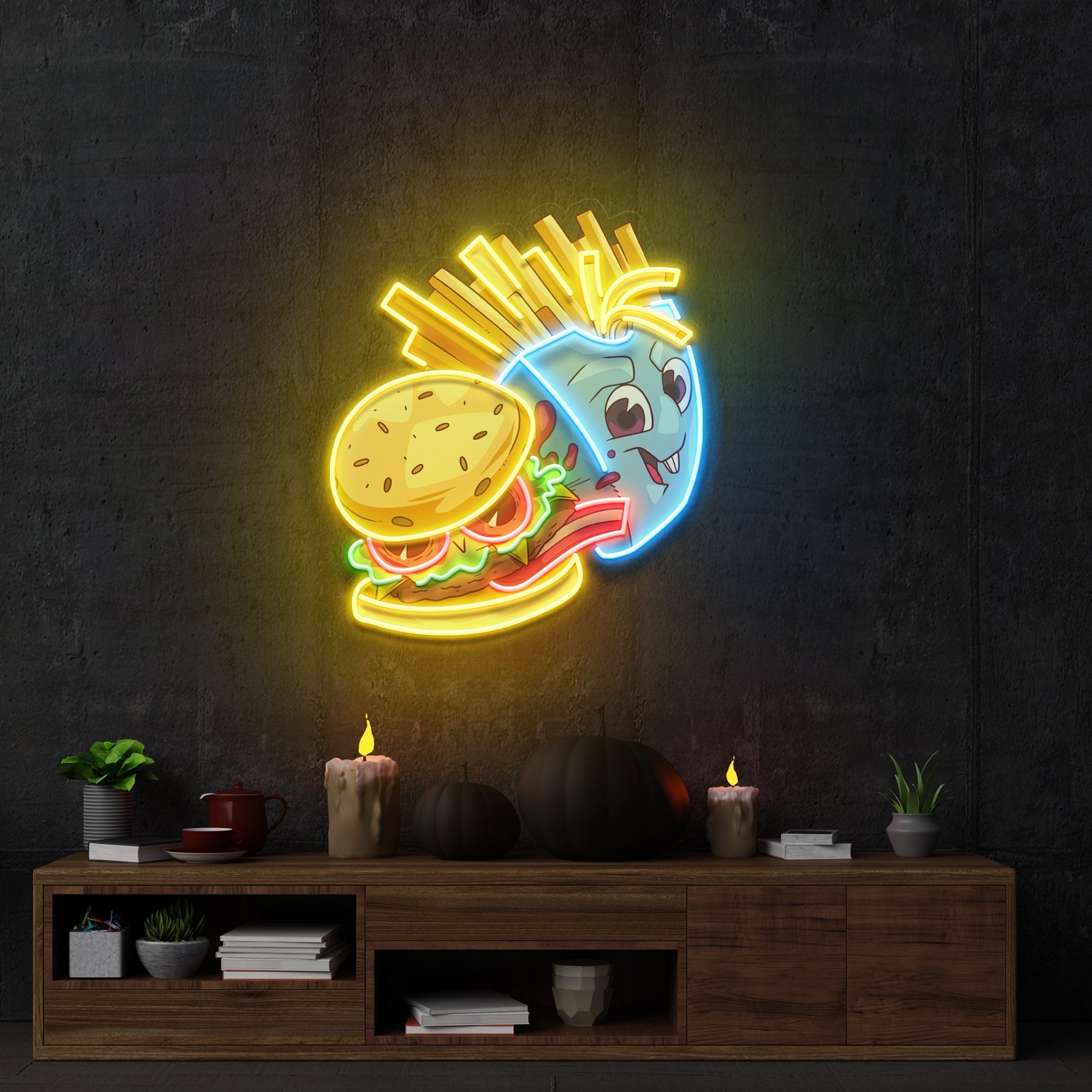 Food Monster Artwork Led Neon Sign Light