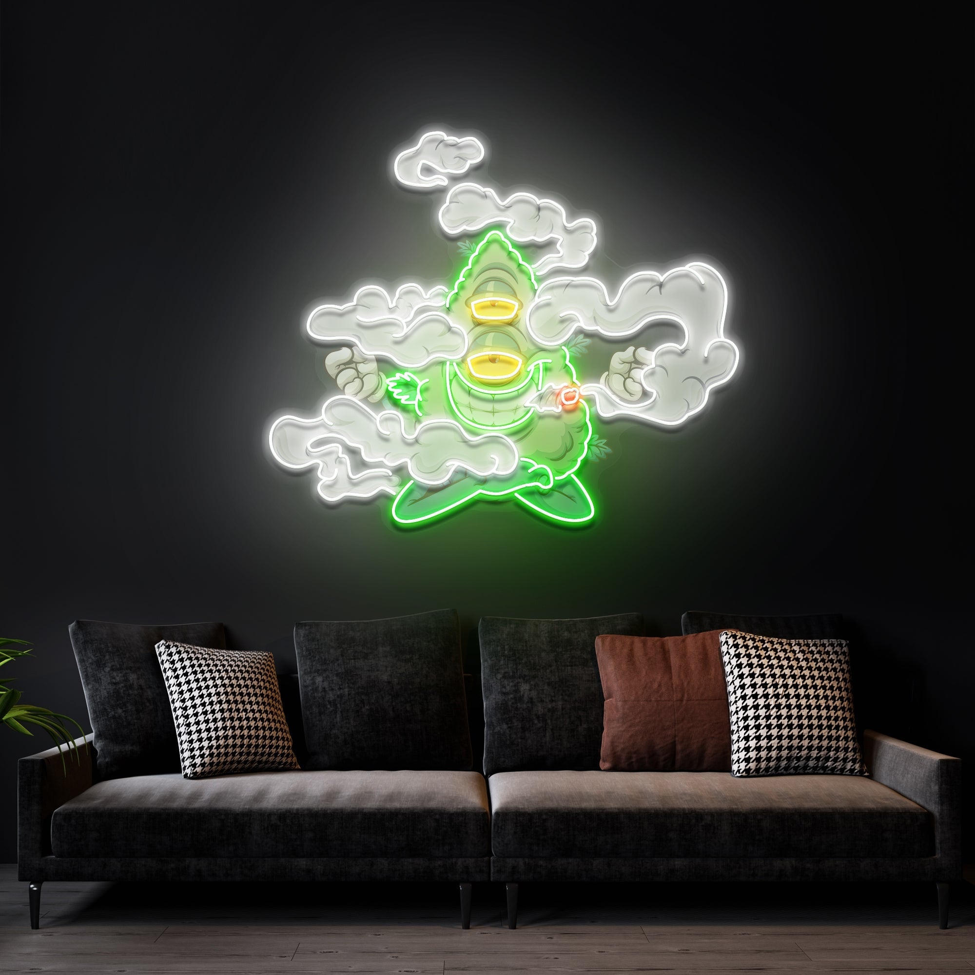 Marijuana Bud Cartoon Artwork Led Neon Sign Light