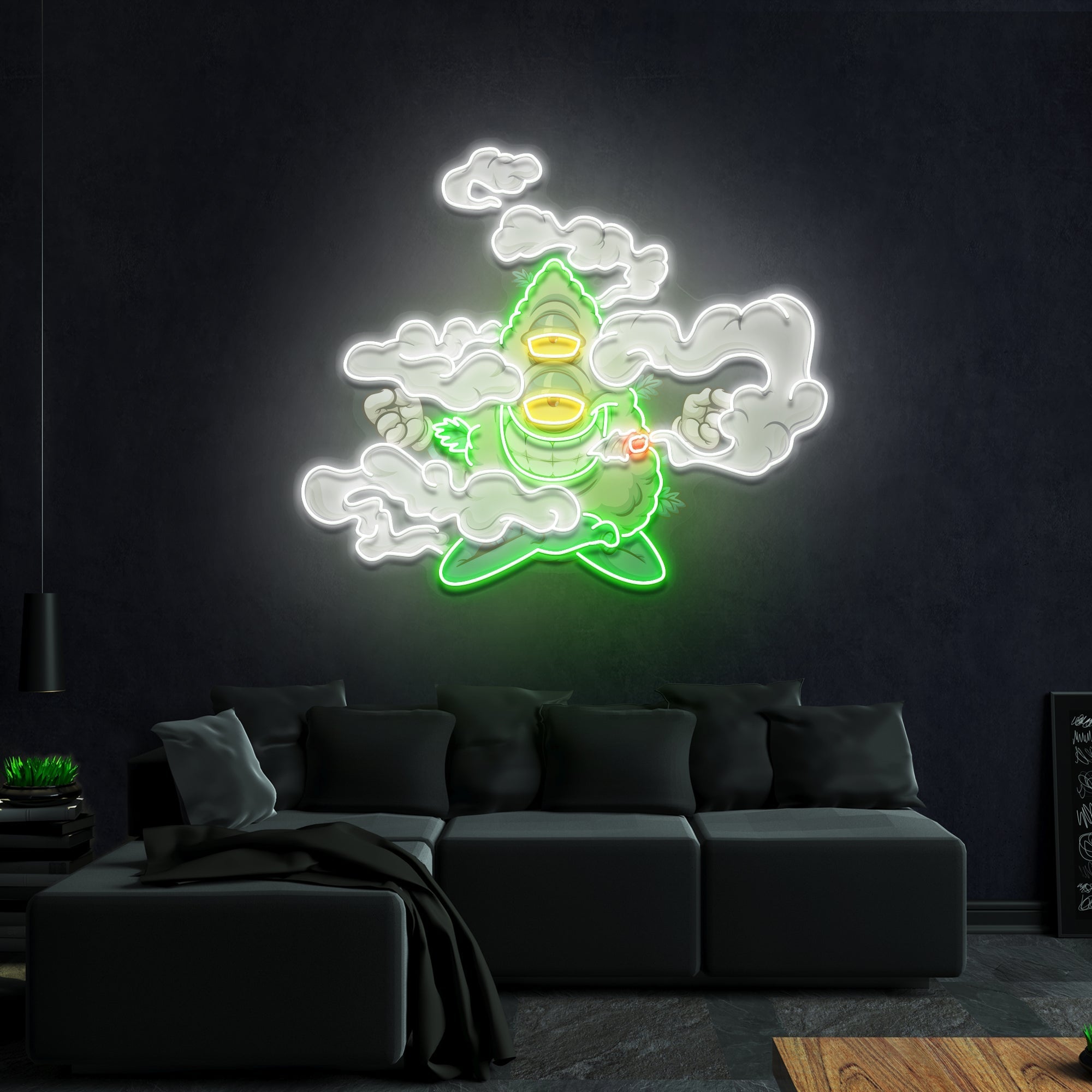 Marijuana Bud Cartoon Artwork Led Neon Sign Light