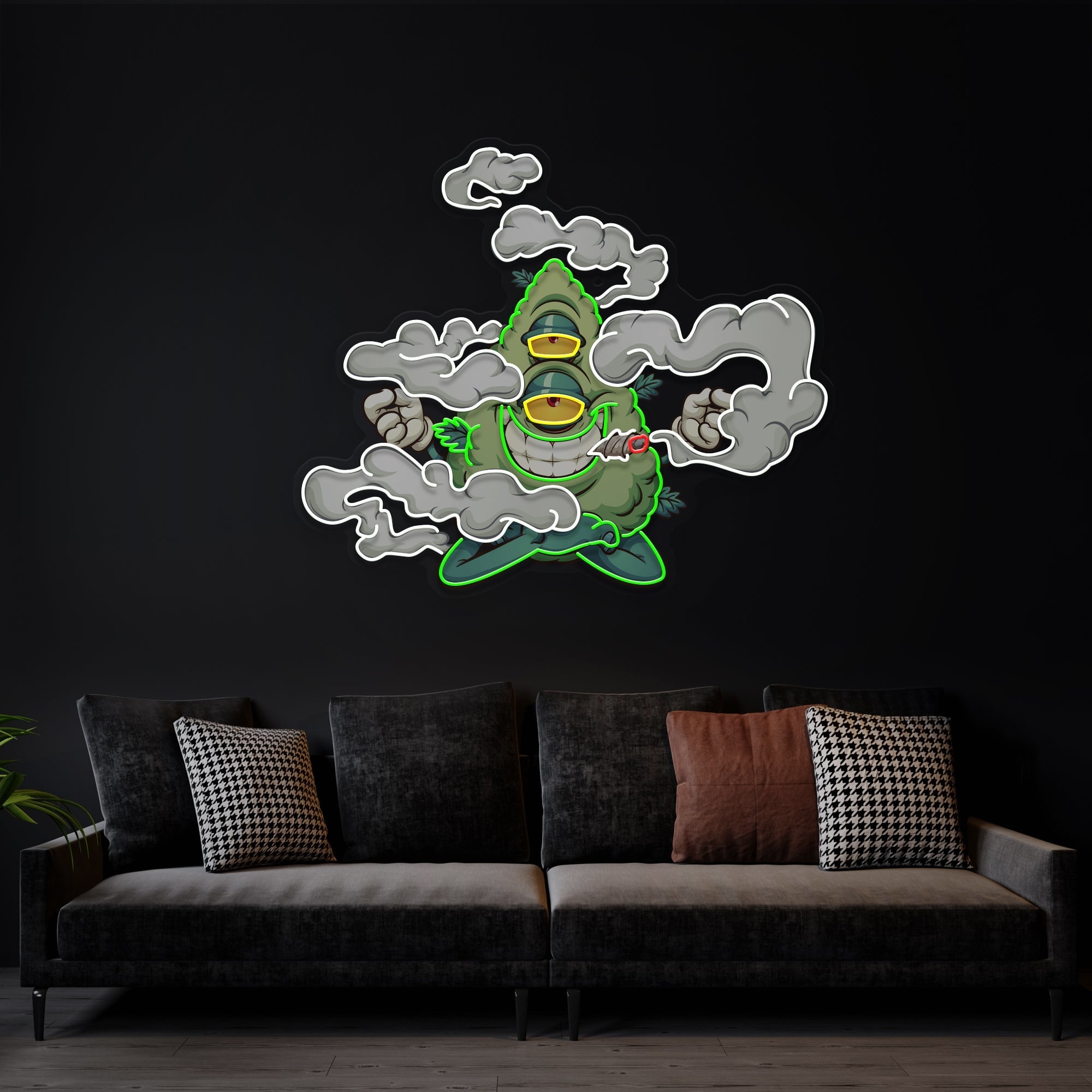 Marijuana Bud Cartoon Artwork Led Neon Sign Light