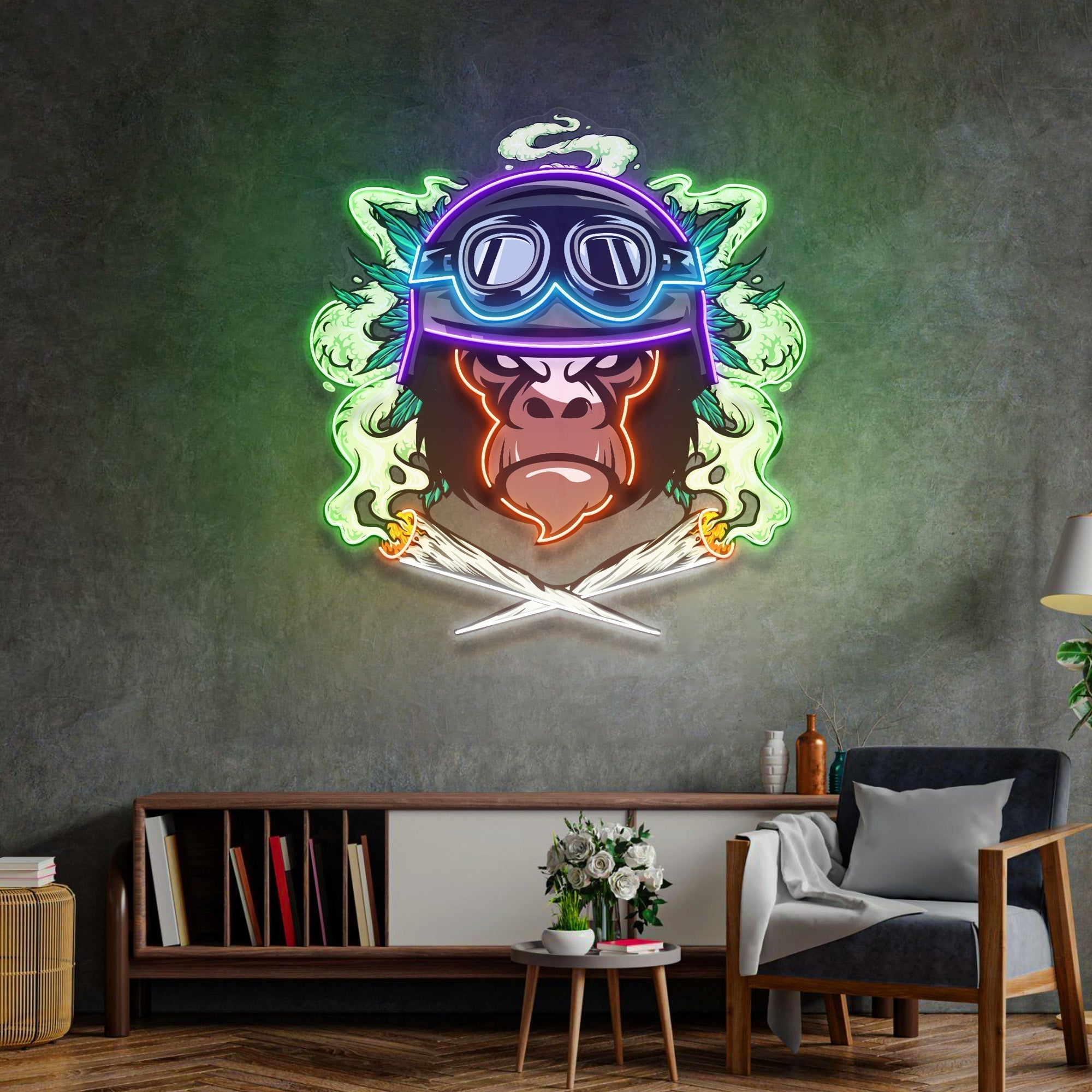 Monkey Soldier LED Neon Sign Light Pop Art