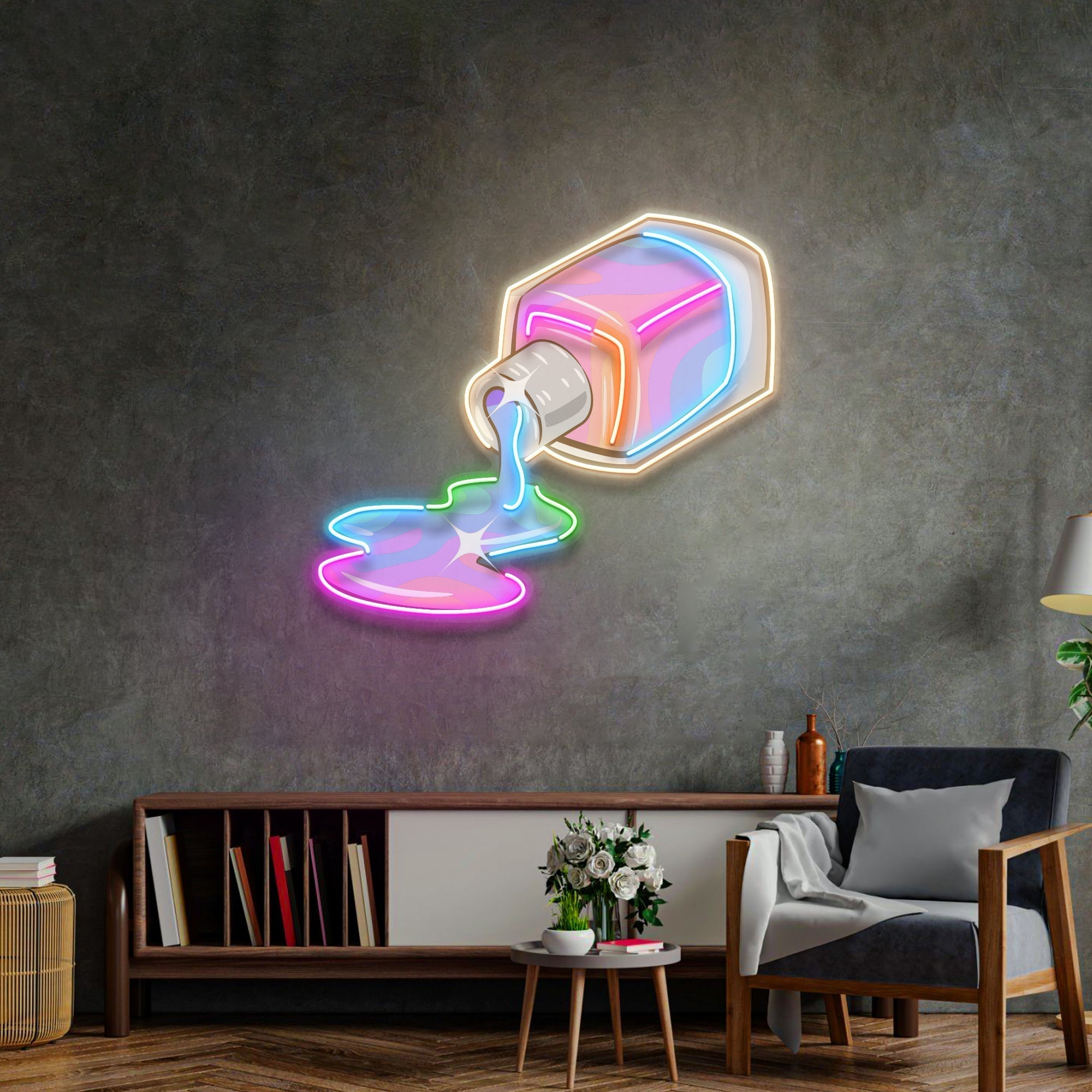 Nail Polish Spilling LED Neon Sign Light Pop Art