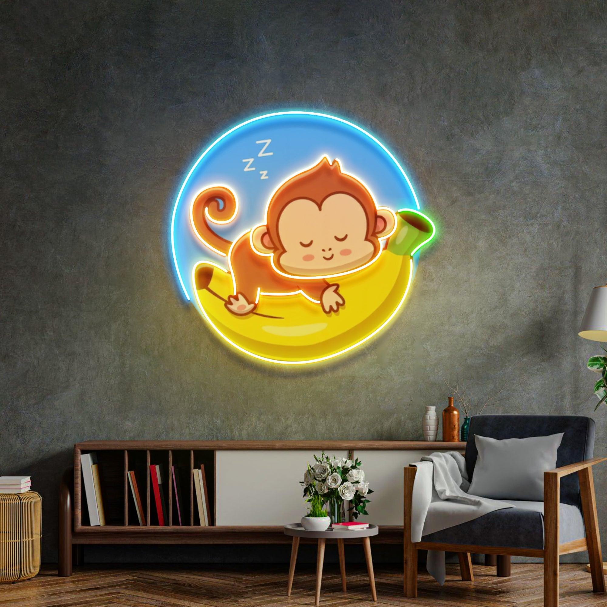 Sleeping Monkey Led Neon Acrylic Artwork