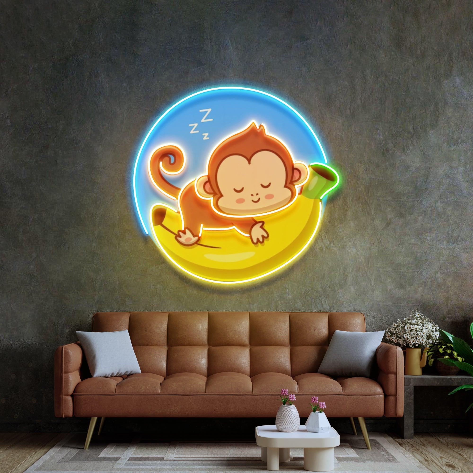 Sleeping Monkey Led Neon Acrylic Artwork