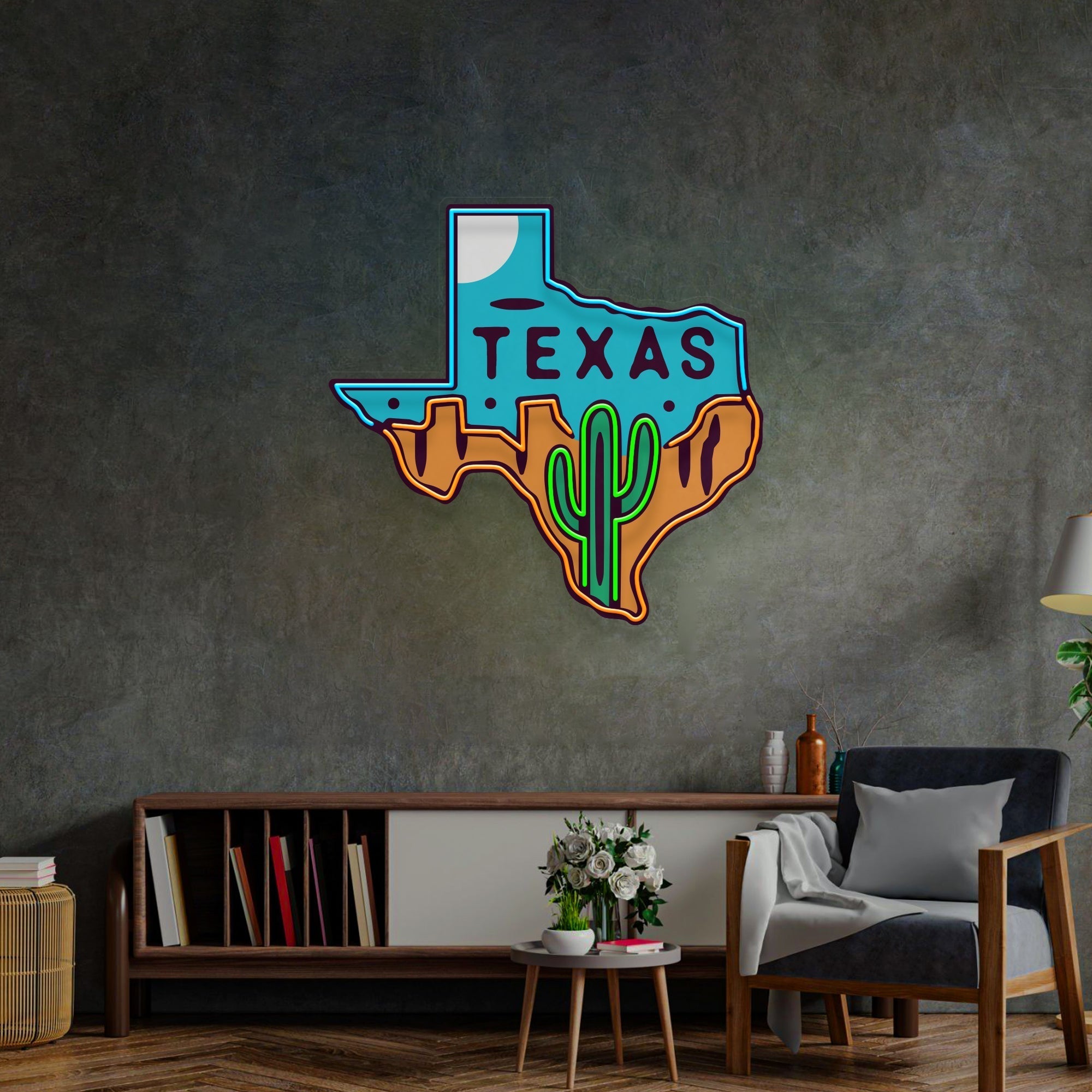 Texas Map LED Neon Sign Light Pop Art