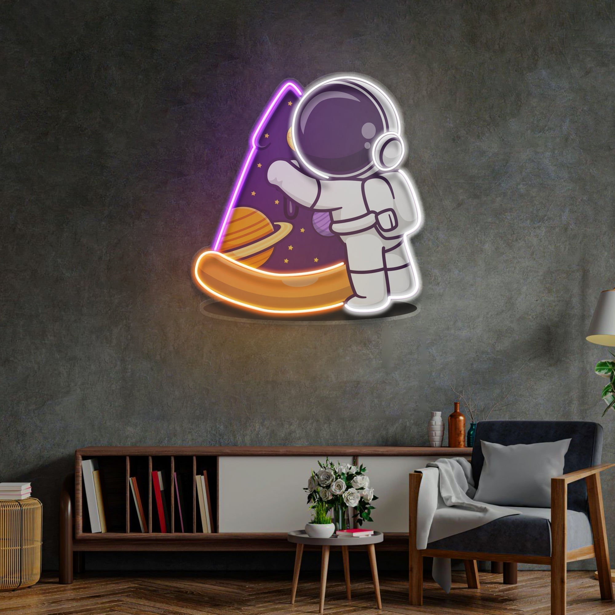 Astronaut Pizza LED Neon Sign Light Pop Art