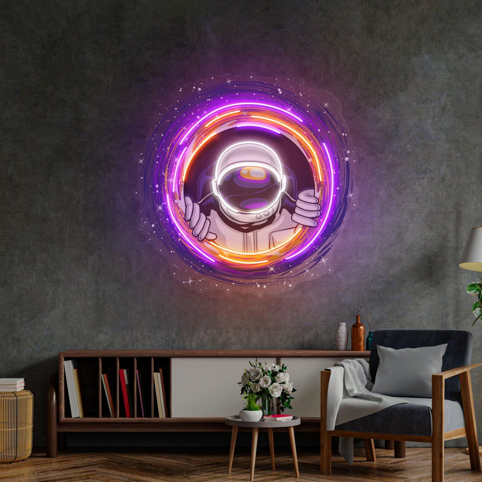 Astronauts Black Holes LED Neon Sign Light Pop Art