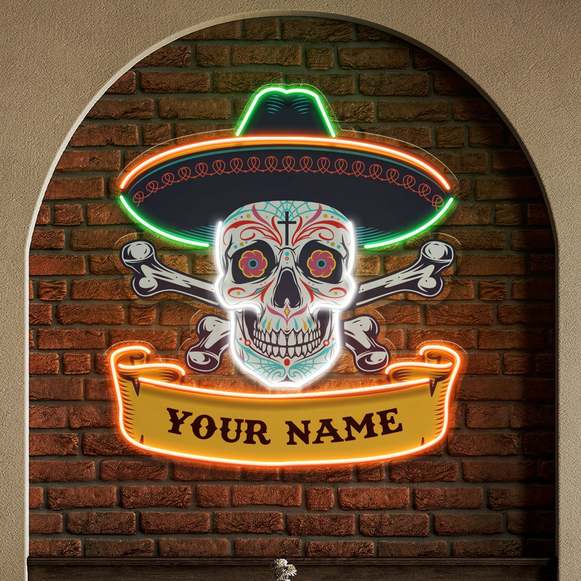 Custom Name Day Of Dead Mexican Artwork Led Neon Sign Light