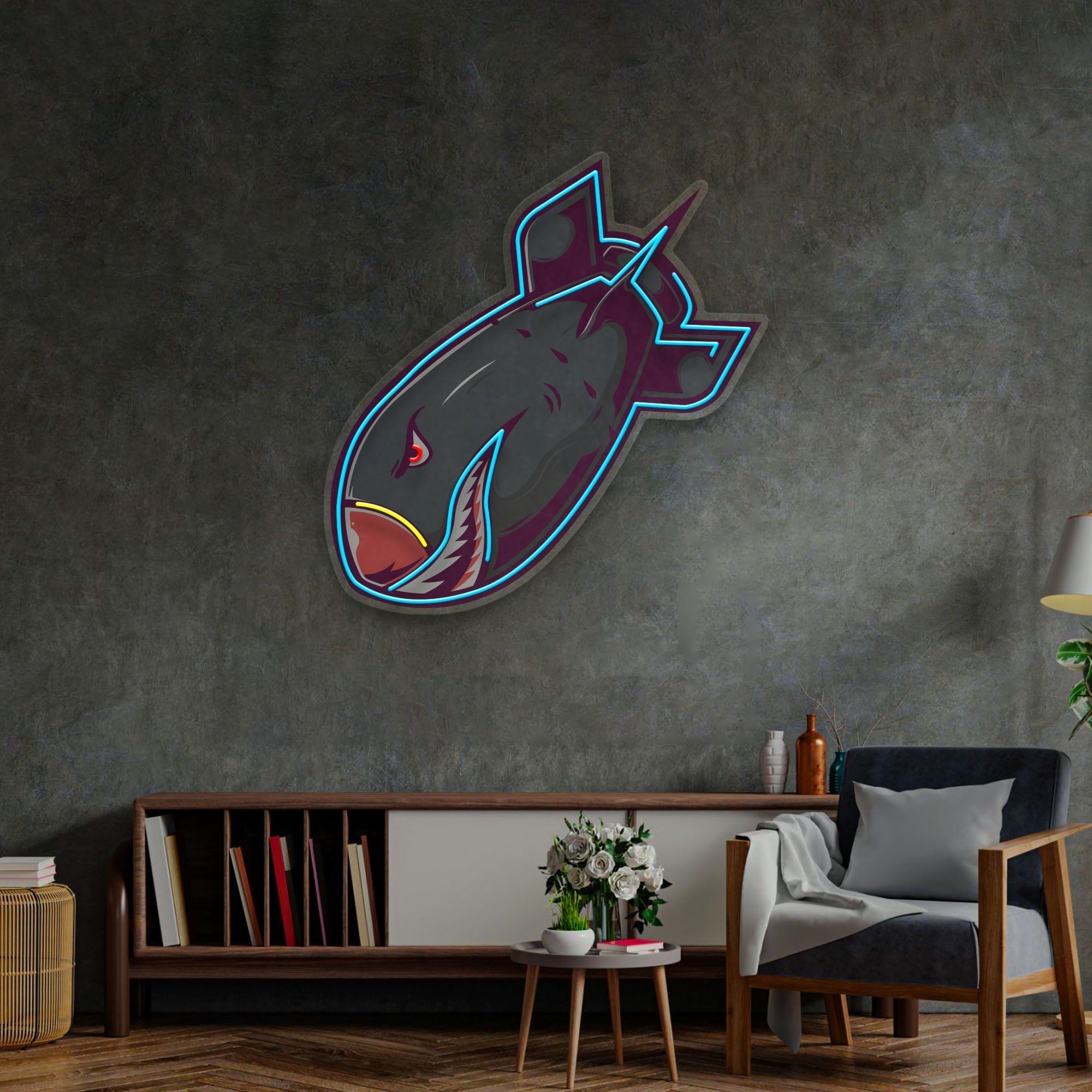 Shark Bomb LED Neon Sign Light Pop Art